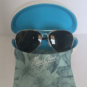 Maui Jim Gold Aviator Sunglasses with Case